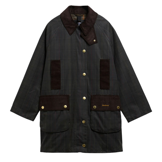 Barbour Womens Tartan Reimagined Icons Modern Beaufort Wax Jacket Classic Tartan / Olive