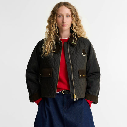 Barbour Womens Tartan Reimagined Icons Quilted Spey Wax Jacket Olive / Classic