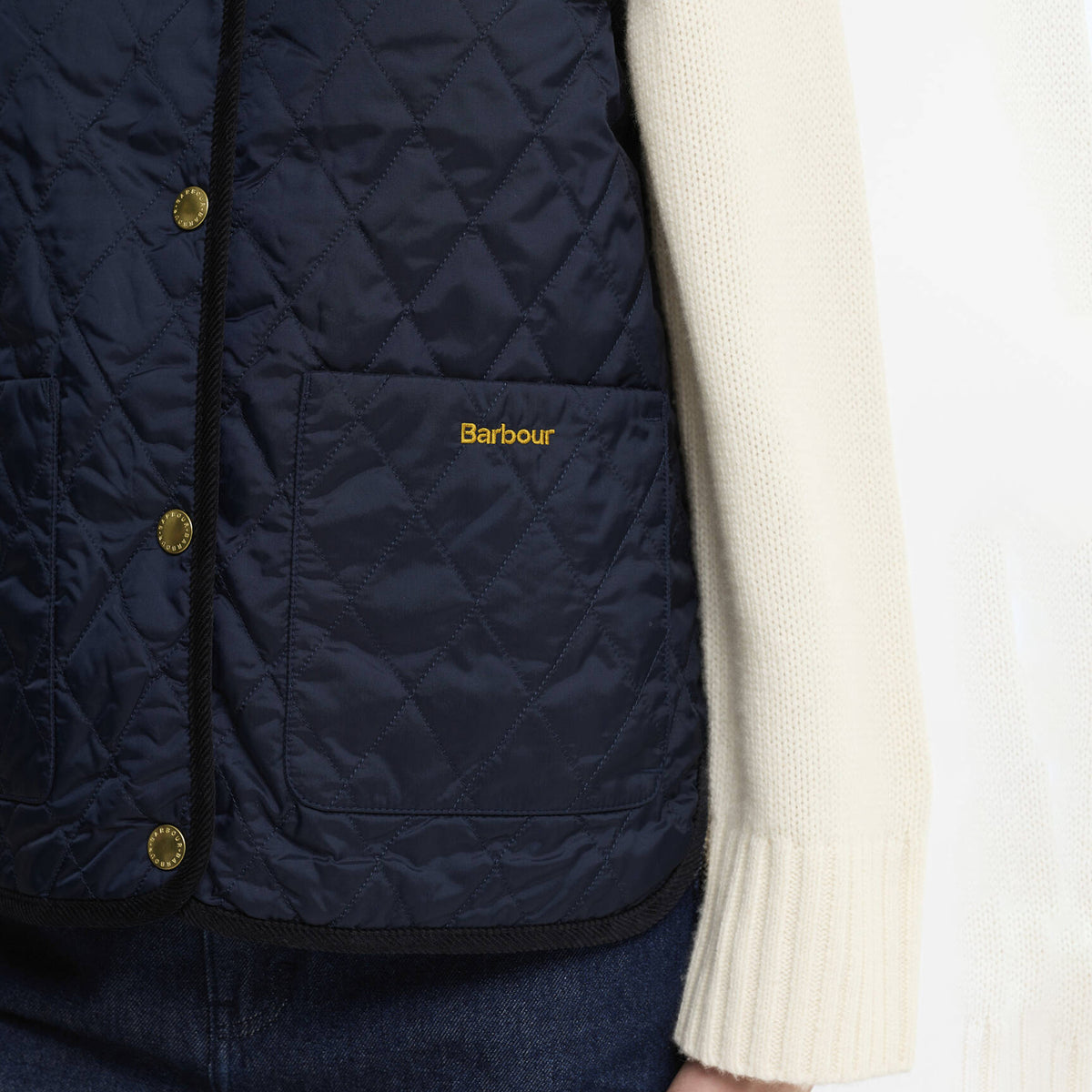 Barbour Womens Tartan Reimagined Icons Reversible Quilted Liner Dark Navy / Birchwood