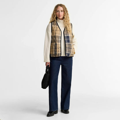 Barbour Womens Tartan Reimagined Icons Reversible Quilted Liner Dark Navy / Birchwood