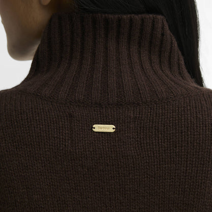Barbour Womens Woodhouse Cashmere Blend Funnel Neck Knitted Jumper Rustic