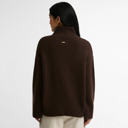 Barbour Womens Woodhouse Cashmere Blend Funnel Neck Knitted Jumper Rustic