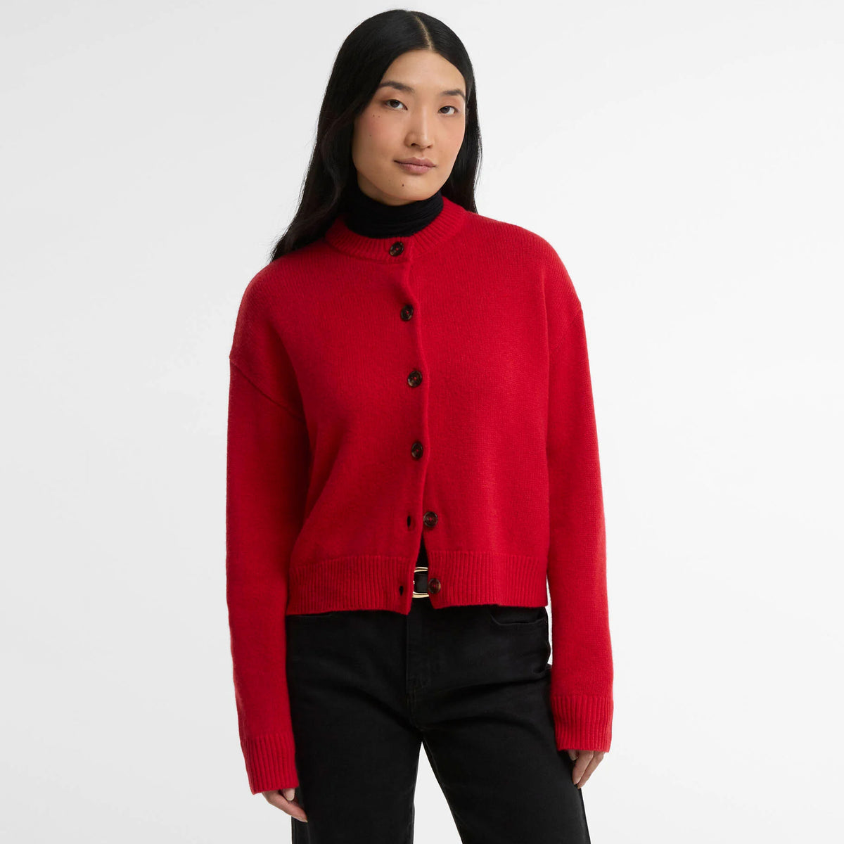 Barbour Womens Woodhouse Cashmere Blend Knitted Cardigan Crimson