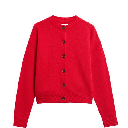 Barbour Womens Woodhouse Cashmere Blend Knitted Cardigan Crimson