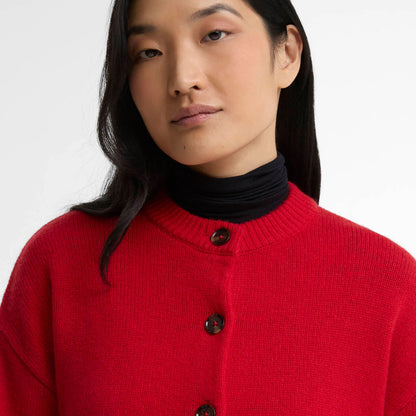 Barbour Womens Woodhouse Cashmere Blend Knitted Cardigan Crimson