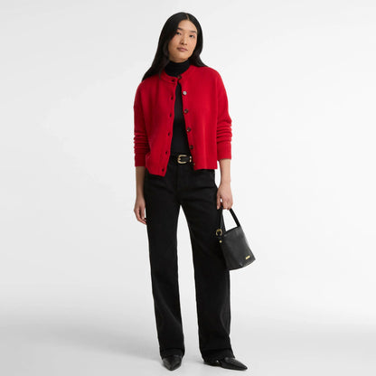 Barbour Womens Woodhouse Cashmere Blend Knitted Cardigan Crimson