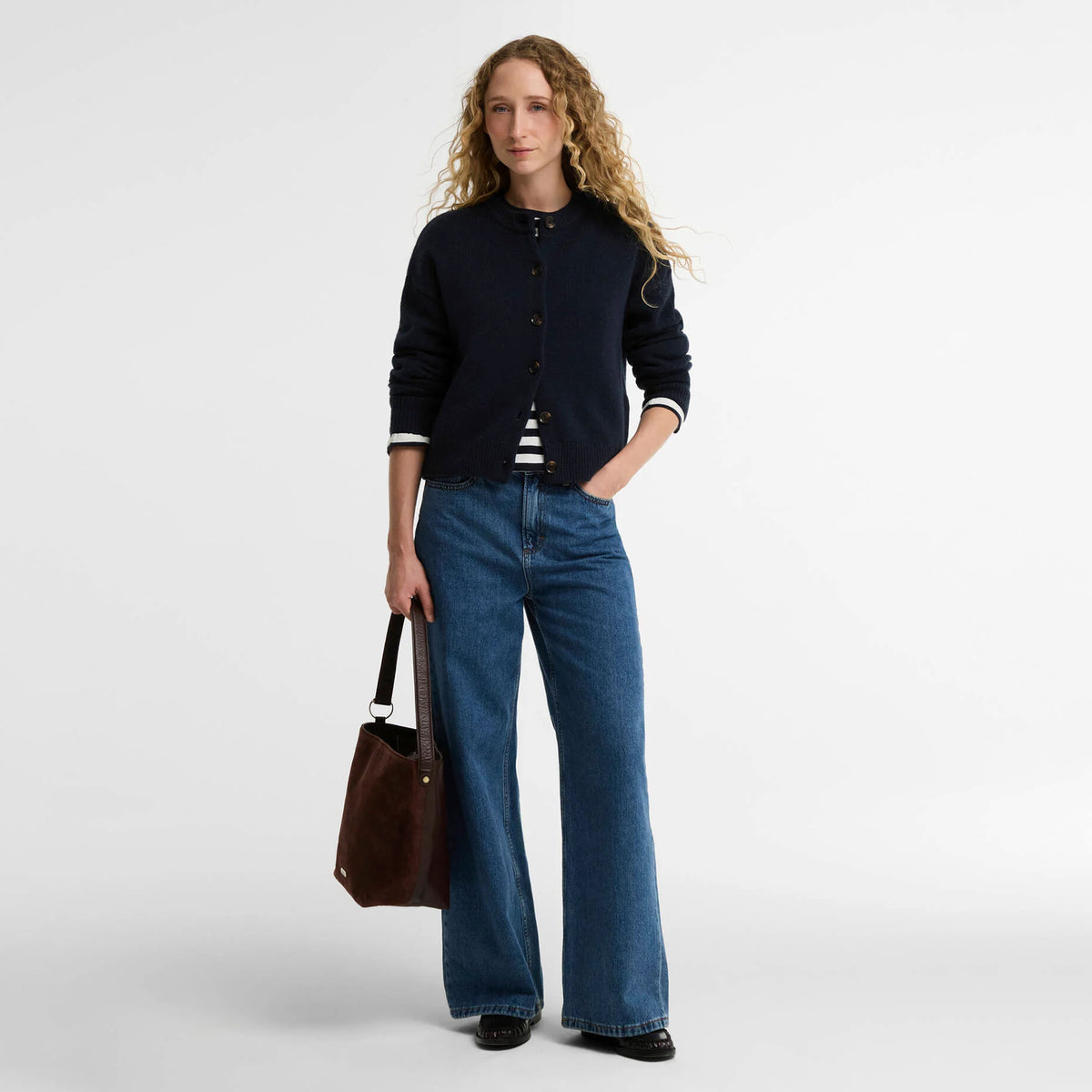 Barbour Womens Woodhouse Cashmere Blend Knitted Cardigan Navy