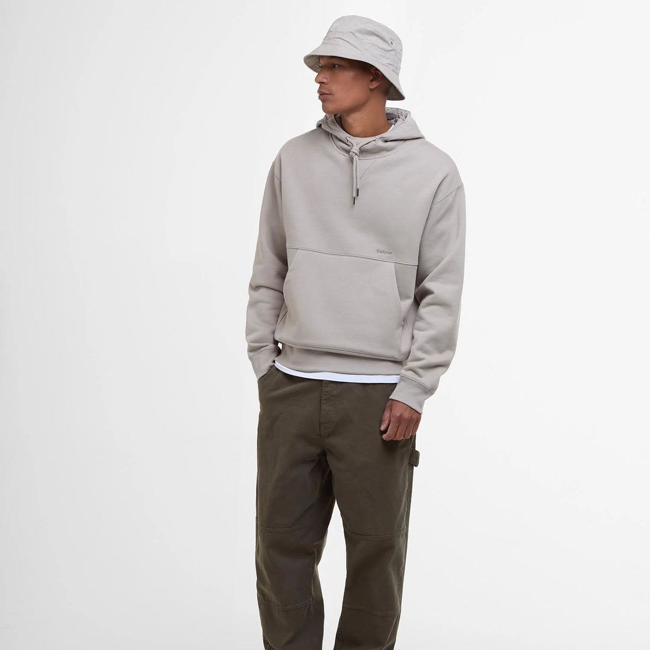 Barbour Yalding Hooded Sweatshirt Concrete - The Sporting Lodge