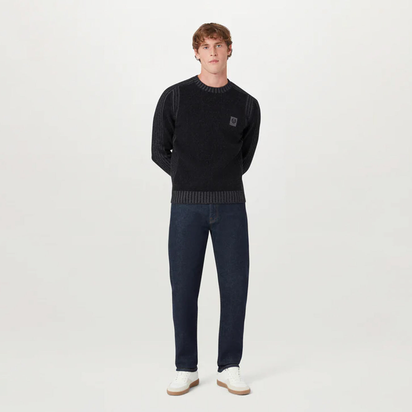 Belstaff Seasonal Watch Crewneck Jumper Black / Tornado Grey - The Sporting Lodge