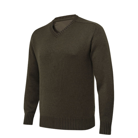 Beretta Kent V-Neck Tech Sweater Moss / Brown Bark - The Sporting Lodge