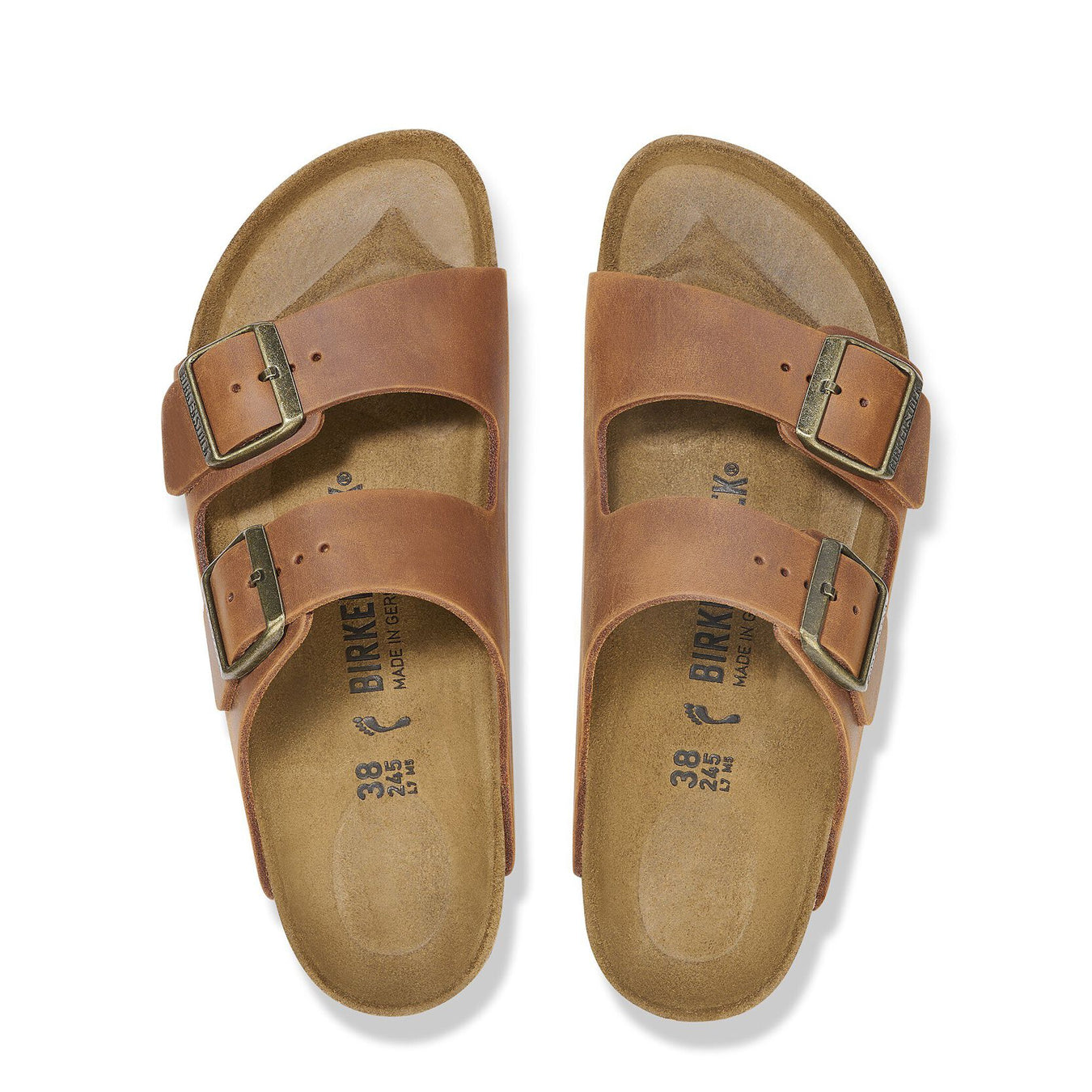 Birkenstock Womens Arizona Oiled Leather Narrow Sandal Cognac - The Sporting Lodge