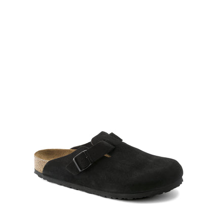 Birkenstock Womens Boston SFB Suede Leather Sandal Black