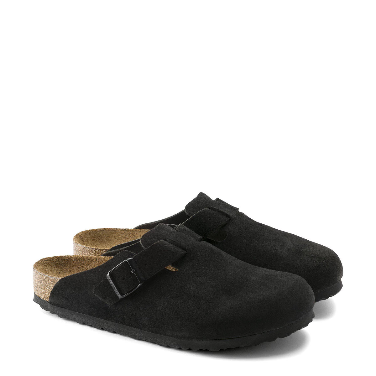 Birkenstock Womens Boston SFB Suede Leather Sandal Black