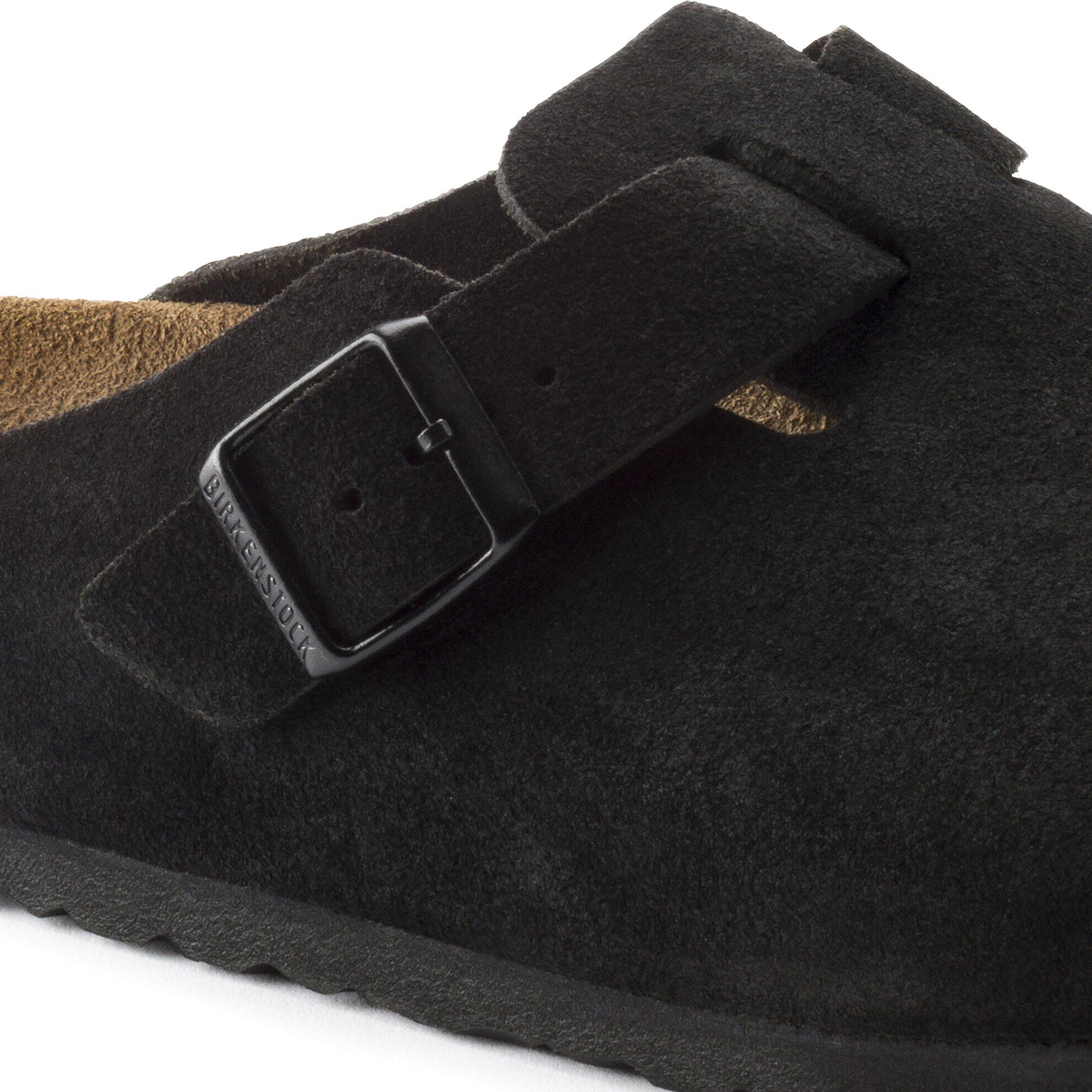 Birkenstock Womens Boston SFB Suede Leather Sandal Black