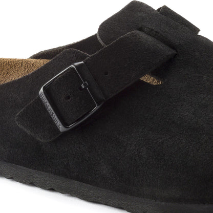 Birkenstock Womens Boston SFB Suede Leather Sandal Black