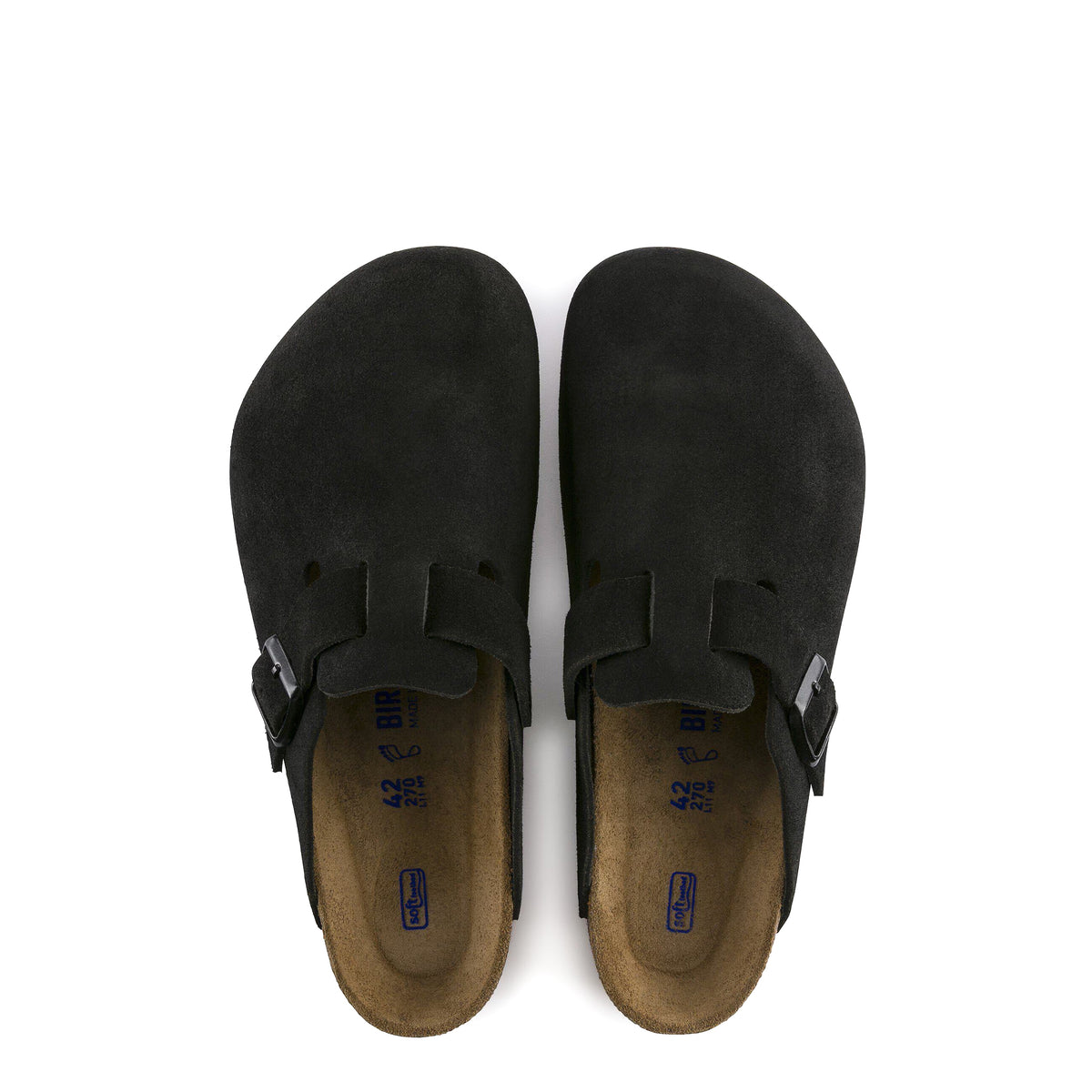 Birkenstock Womens Boston SFB Suede Leather Sandal Black