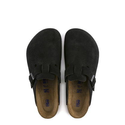 Birkenstock Womens Boston SFB Suede Leather Sandal Black