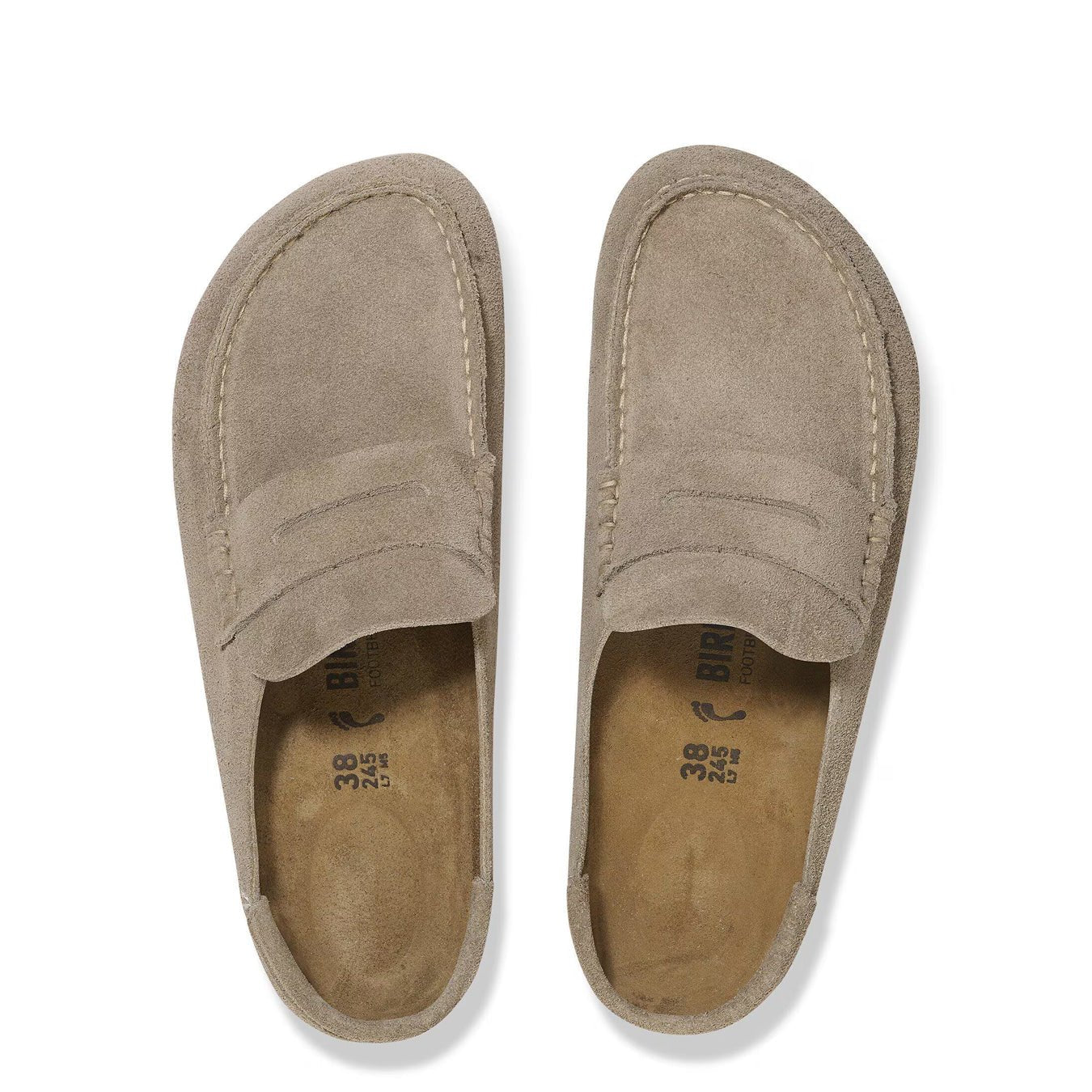 Birkenstock Womens Naples Wrapped Suede Leather Shoe Taupe