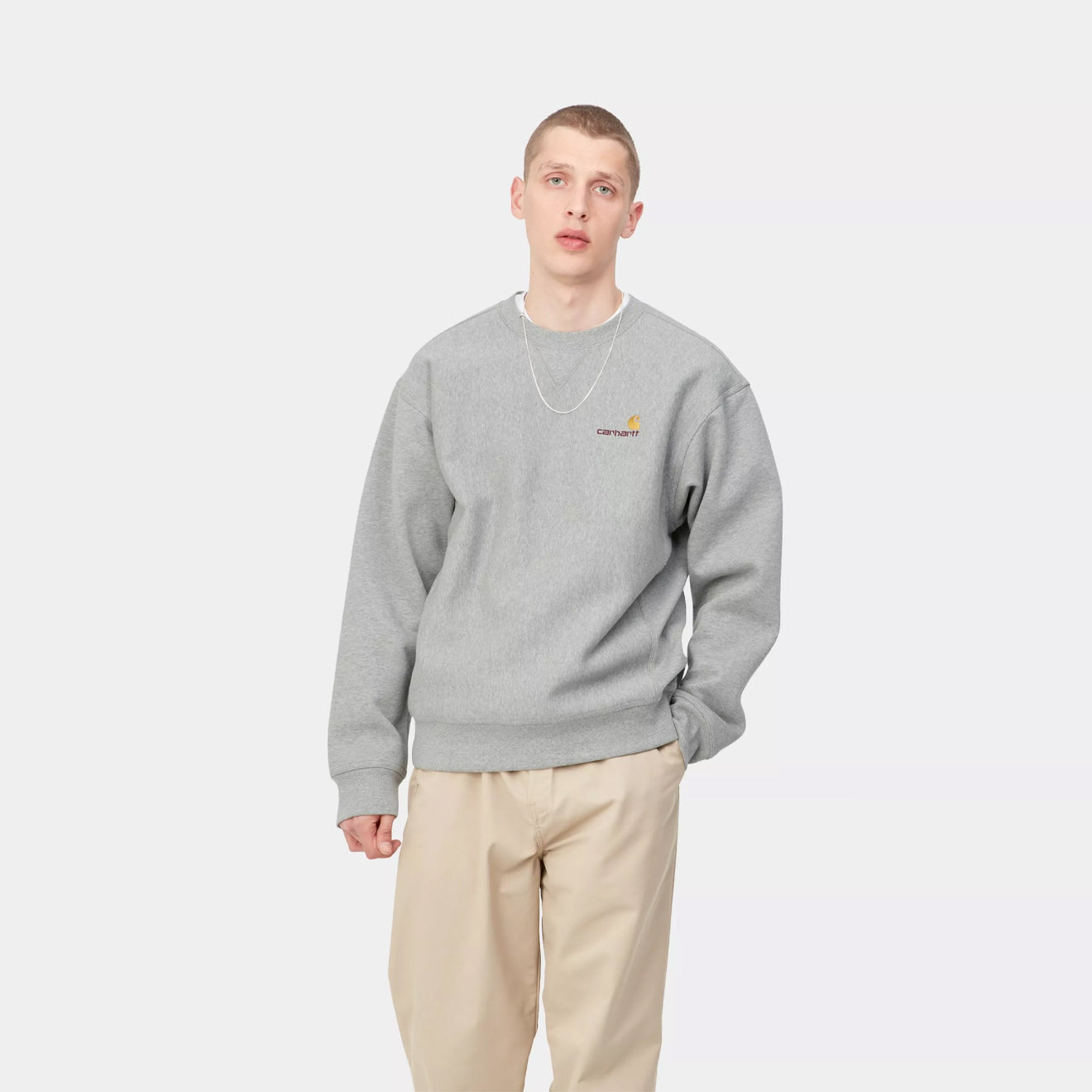 Carhartt WIP American Script Sweat Grey Heather - The Sporting Lodge