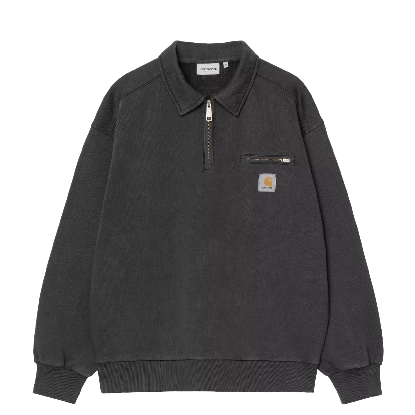 Carhartt WIP Half Zip Detroit Sweat Black Stone Washed - The Sporting Lodge
