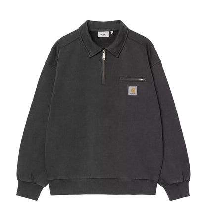 Carhartt WIP Half Zip Detroit Sweat Black Stone Washed - The Sporting Lodge