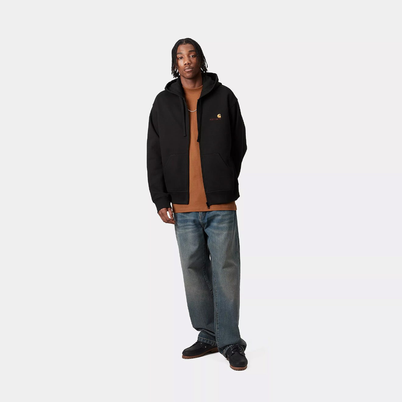Carhartt WIP Hooded American Script Jacket Black - The Sporting Lodge