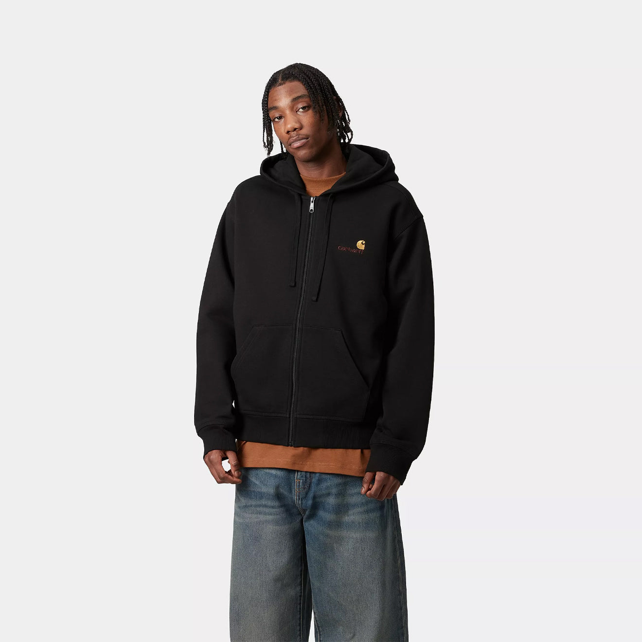 Carhartt WIP Hooded American Script Jacket Black - The Sporting Lodge