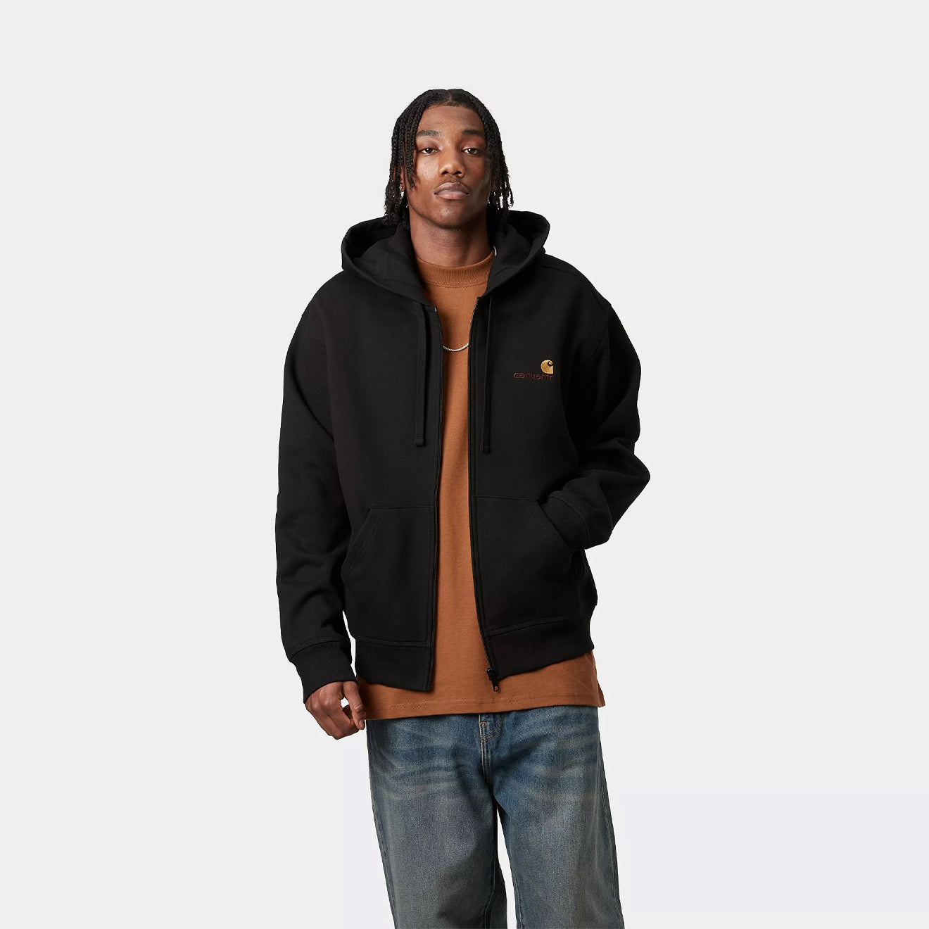 Carhartt WIP Hooded American Script Jacket Black - The Sporting Lodge
