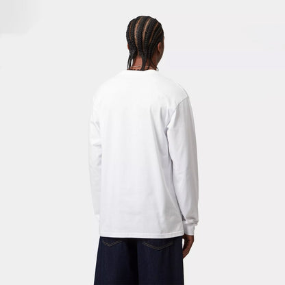 Carhartt WIP L/S Chase T-Shirt White / Gold - The Sporting Lodge