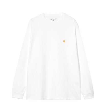 Carhartt WIP L/S Chase T-Shirt White / Gold - The Sporting Lodge