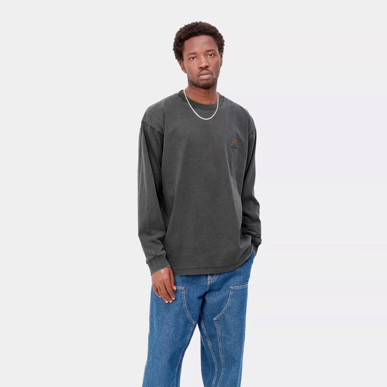 Carhartt WIP L/S Nelson T-Shirt Black Garment Dyed - The Sporting Lodge