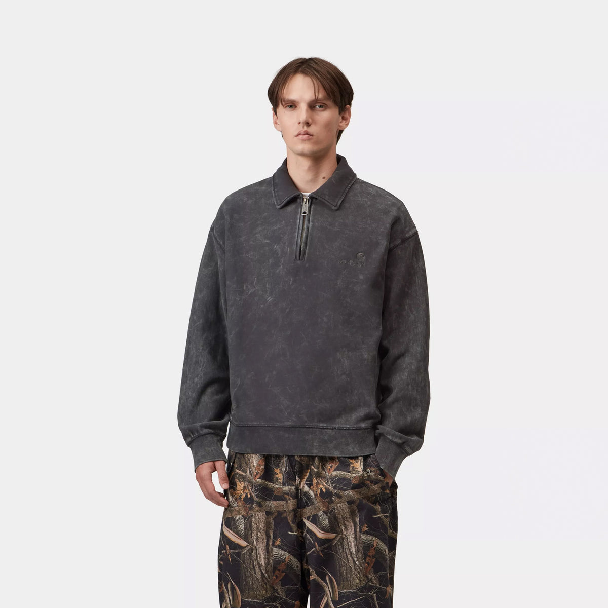 Carhartt WIP Lambert Polo Sweat Black Moon Wash