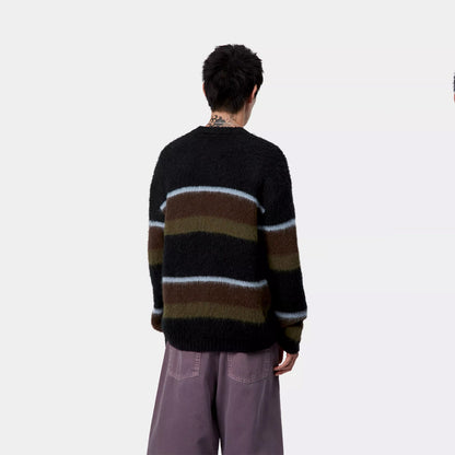 Carhartt WIP Merton Sweater Sundling Stripe Palisander - The Sporting Lodge