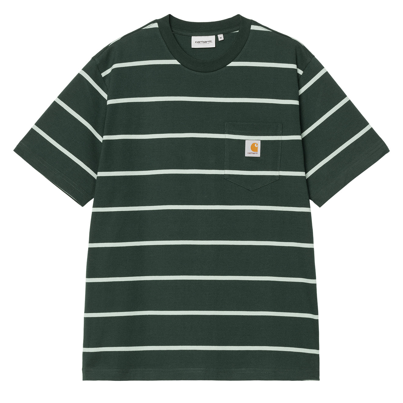 Carhartt WIP S/S Aiken Pocket T-Shirt Aiken Stripe / Conifer - The Sporting Lodge