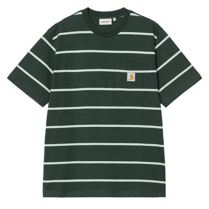 Carhartt WIP S/S Aiken Pocket T-Shirt Aiken Stripe / Conifer - The Sporting Lodge