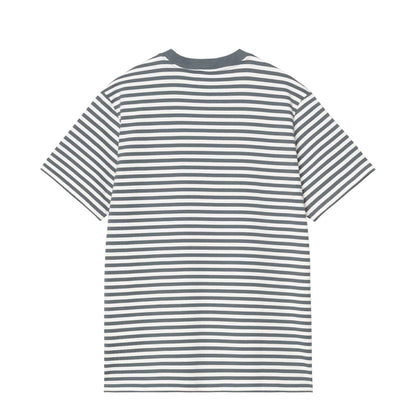 Carhartt WIP S/S Ezra Pocket T-Shirt Stripe Cozy Blue / Wax - The Sporting Lodge