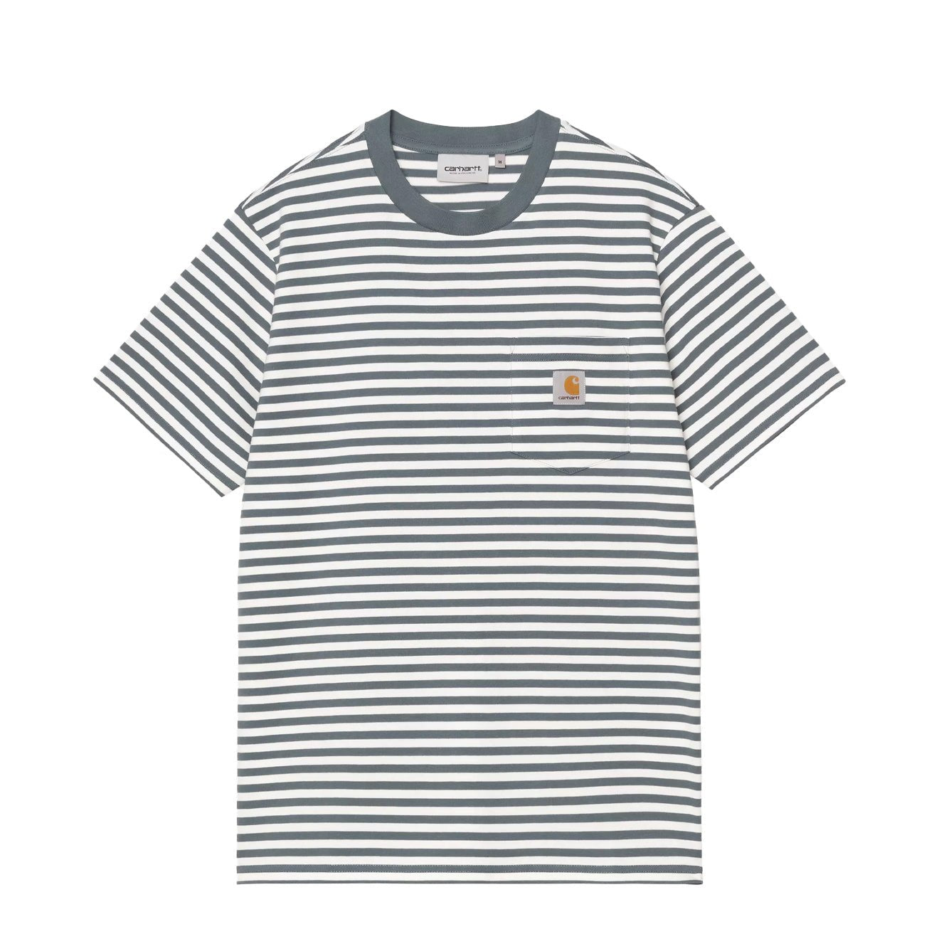 Carhartt WIP S/S Ezra Pocket T-Shirt Stripe Cozy Blue / Wax - The Sporting Lodge