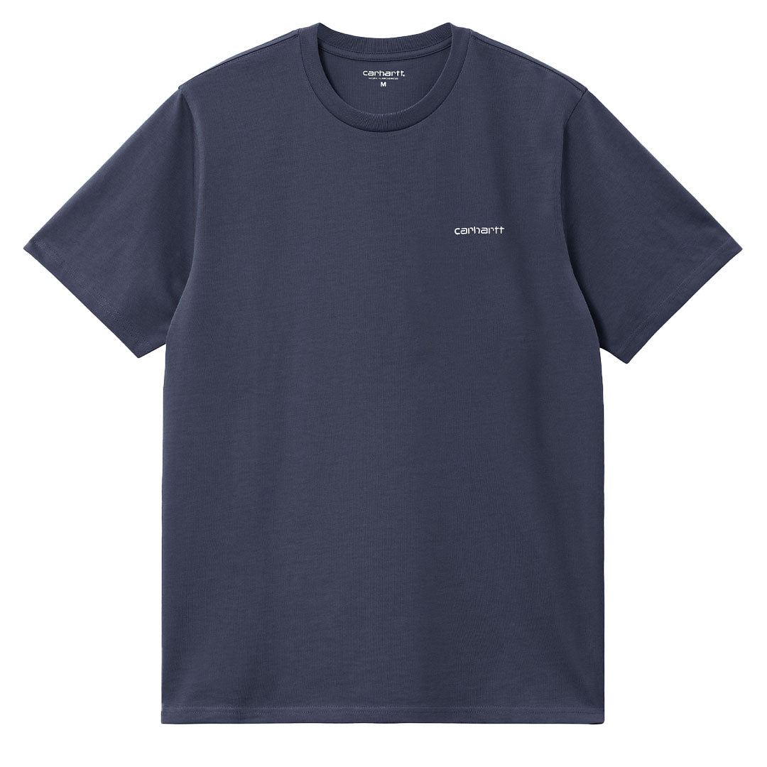 Carhartt WIP Script Embroidery T-Shirt Air Force Blue / White - The Sporting Lodge
