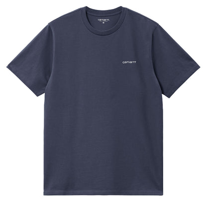 Carhartt WIP Script Embroidery T-Shirt Air Force Blue / White - The Sporting Lodge