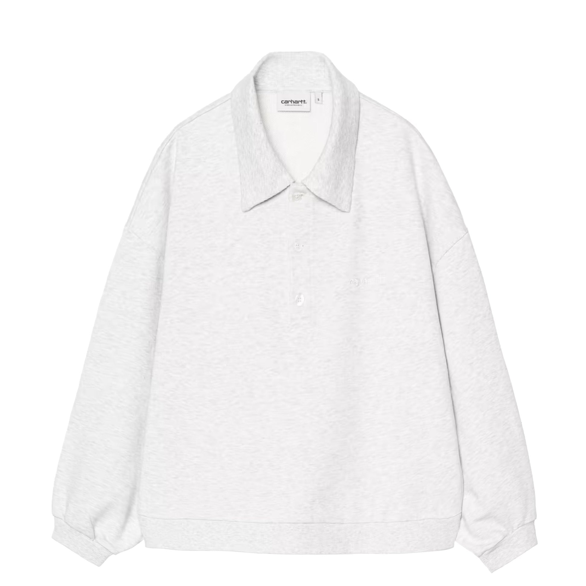 Carhartt WIP Womens Brenta Polo Sweat Ash Heather / White Heavy Stone Wash