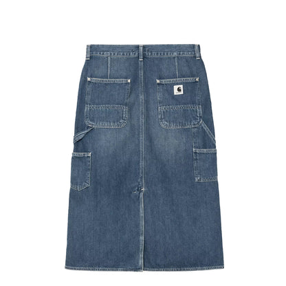 Carhartt WIP Womens Double Knee Skirt Blue Dark Used Wash