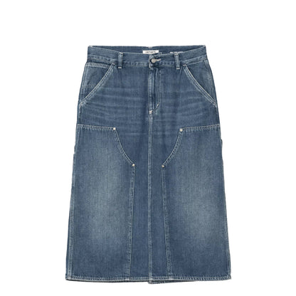 Carhartt WIP Womens Double Knee Skirt Blue Dark Used Wash