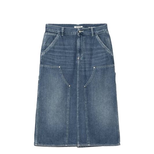 Carhartt WIP Womens Double Knee Skirt Blue Dark Used Wash