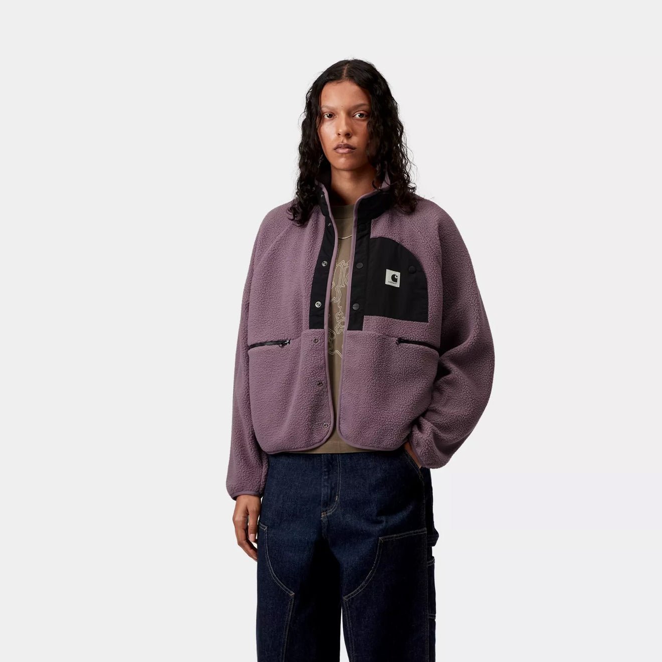 Carhartt WIP Womens Flynn Fleece Jacket Phlox / Black - The Sporting Lodge