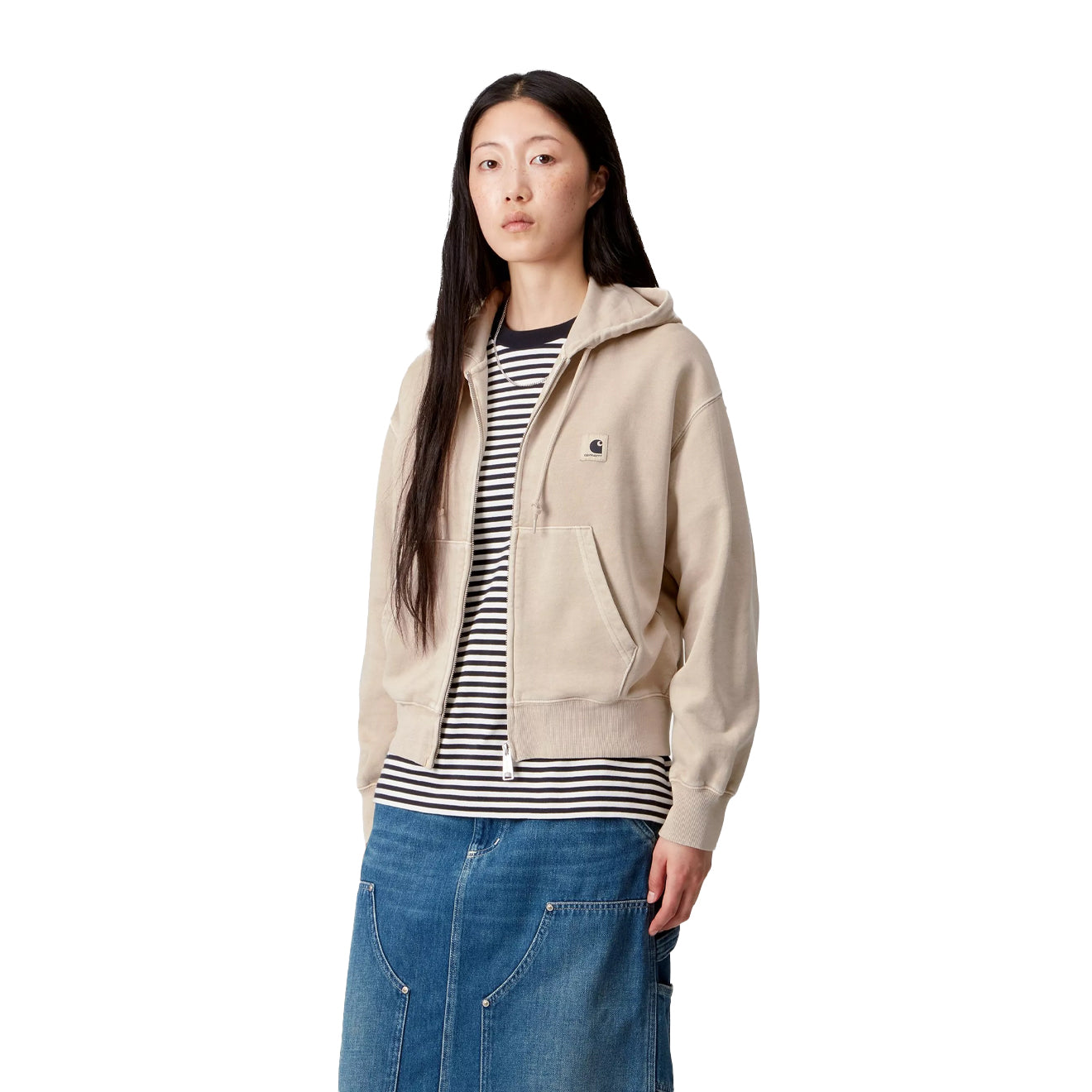 Carhartt WIP Womens Hooded Nelson Jacket Fleur De Sel Garment Dyed