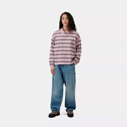 Carhartt WIP Womens L/S Bronson Polo Bronson Stripe Hortensia
