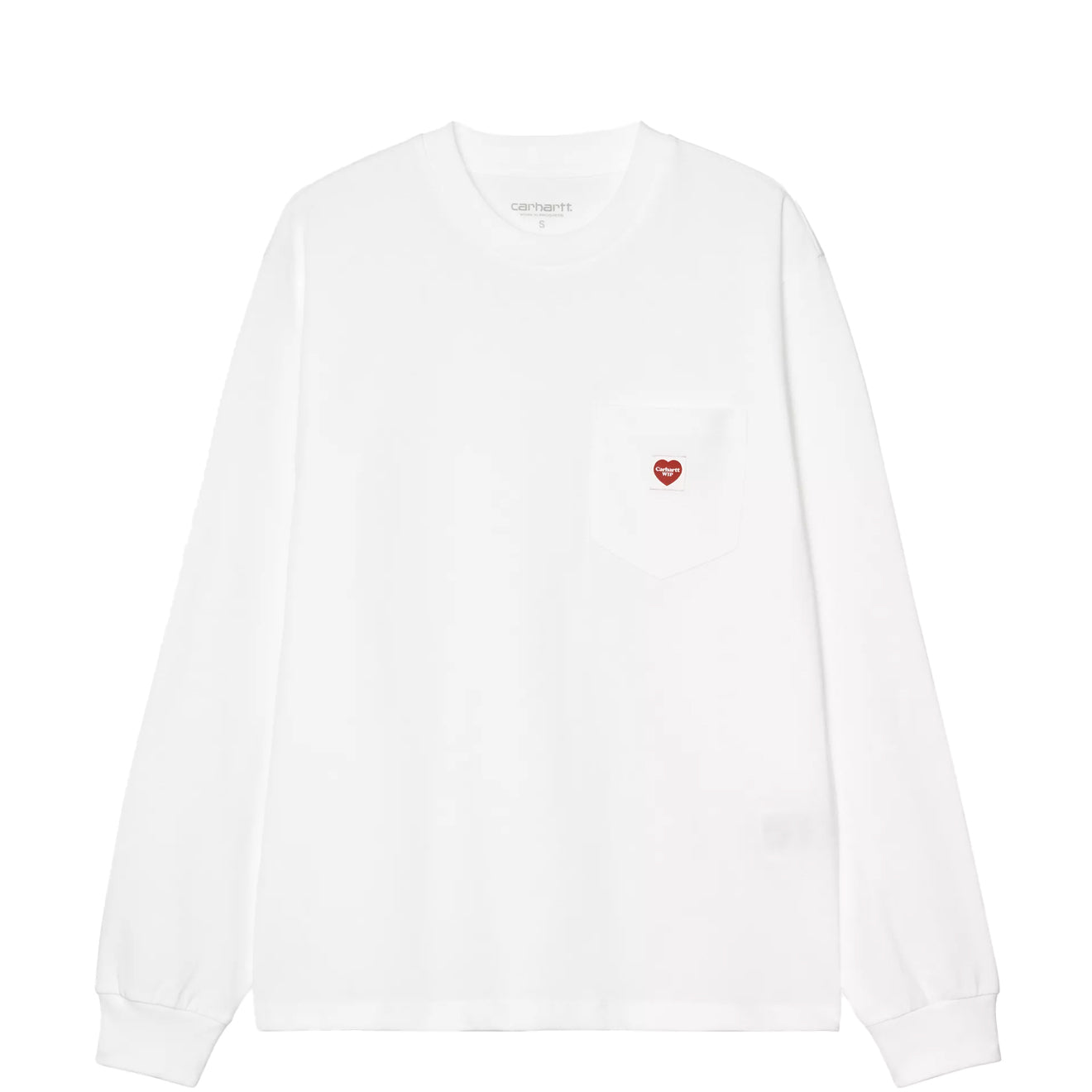 Carhartt WIP Womens L/S Pocket Small Heart T-Shirt White / Red
