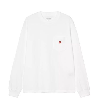 Carhartt WIP Womens L/S Pocket Small Heart T-Shirt White / Red
