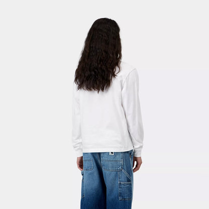 Carhartt WIP Womens L/S Pocket Small Heart T-Shirt White / Red