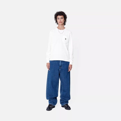 Carhartt WIP Womens L/S Pocket T-Shirt White - The Sporting Lodge